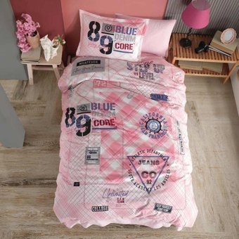 Nevresim Dünyası Ranforce Dört Mevsim 160 x 220 cm Genç Tek Kişilik Nevresim Takımı Pembe