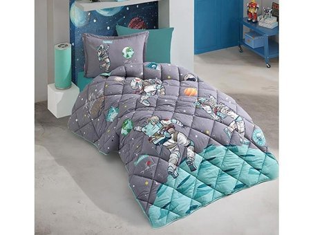 Nevresim Dünyası Ranforce Dört Mevsim 150 x 200 cm Uzay Tek Kişilik Nevresim Takımı Gri