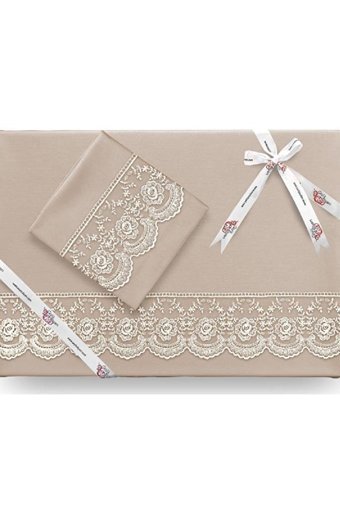 Çeyiz Diyarı Pamuk Dört Mevsim 165 x 225 cm Etnik Tek Kişilik Nevresim Takımı Pudra