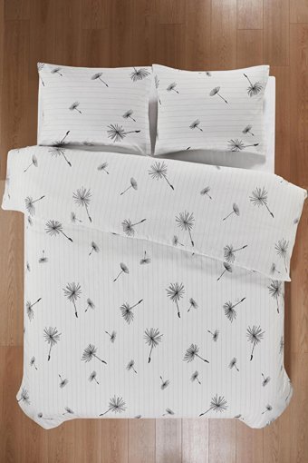 Mislina Home Pamuk Dört Mevsim 160 x 220 cm Çiçekli Tek Kişilik Nevresim Takımı Beyaz