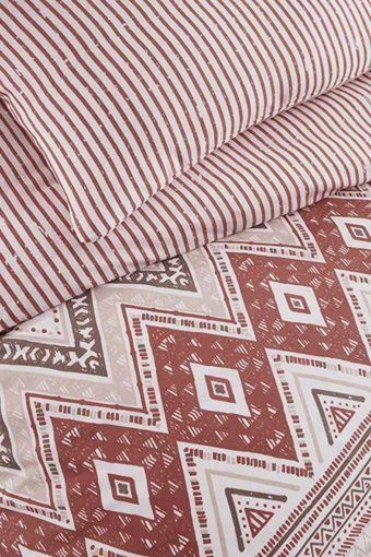 Luxart Pamuk Dört Mevsim 160 x 220 cm Lastikli Desenli Tek Kişilik Nevresim Takımı Pembe