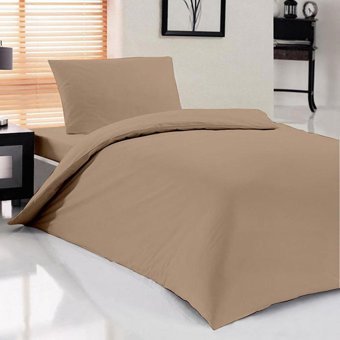 Çeyiz Diyarı Pure Ranforce Dört Mevsim 160 x 200 cm Düz Tek Kişilik Nevresim Takımı Açık Kahverengi