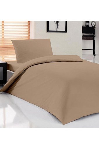 Çeyiz Diyarı Pure Ranforce Dört Mevsim 160 x 200 cm Düz Tek Kişilik Nevresim Takımı Açık Kahverengi