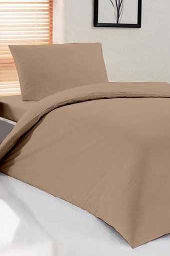 Çeyiz Diyarı Pure Ranforce Dört Mevsim 160 x 200 cm Düz Tek Kişilik Nevresim Takımı Açık Kahverengi
