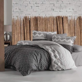 Clasy Pamuk Dört Mevsim 180 x 230 cm Şal Desen Tek Kişilik Nevresim Takımı Antrasit