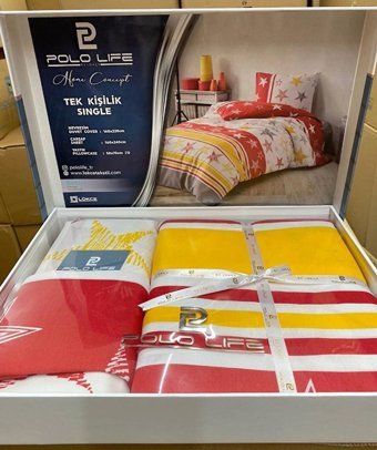 Polo Life Pamuk Kışlık 160 x 220 cm Taraftar Tek Kişilik Nevresim Takımı Kırmızı Sarı