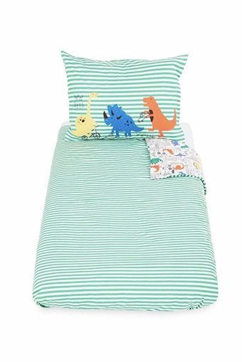 Mothercare Dört Mevsim 100 x 150 cm Dinazorlu Tek Kişilik Nevresim Takımı Beyaz Yeşil