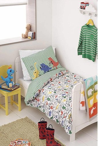 Mothercare Dört Mevsim 100 x 150 cm Dinazorlu Tek Kişilik Nevresim Takımı Beyaz Yeşil