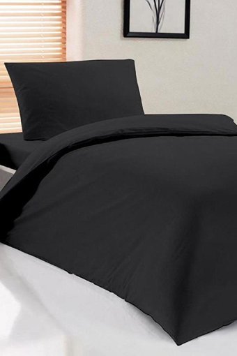 Çeyiz Diyarı Pure Ranforce Dört Mevsim 160 x 200 cm Düz Tek Kişilik Nevresim Takımı Siyah