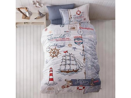 Nevresim Dünyası Ranforce Dört Mevsim 150 x 200 cm Modern Tek Kişilik Nevresim Takımı Mavi