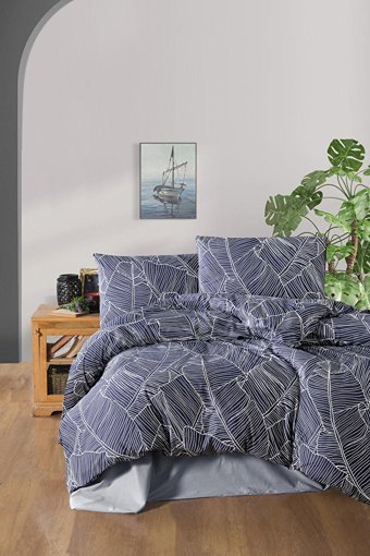 Mulberry Pamuk Polyester Dört Mevsim 160 x 220 cm Desenli Tek Kişilik Nevresim Takımı Gri