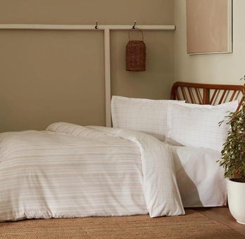 Karaca Home Pamuk Dört Mevsim 160 x 220 cm Çizgili Tek Kişilik Nevresim Takımı Bej