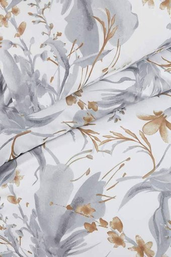 Luxart Pamuk Dört Mevsim 160 x 220 cm Lastikli Çiçekli Tek Kişilik Nevresim Takımı Gri Kahverengi