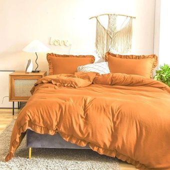 Makiteks Pamuk Kışlık 160 x 220 cm Düz Tek Kişilik Nevresim Takımı Turuncu