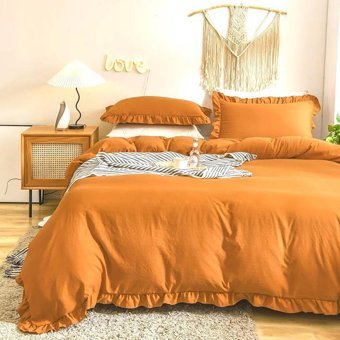 Makiteks Pamuk Kışlık 160 x 220 cm Düz Tek Kişilik Nevresim Takımı Turuncu