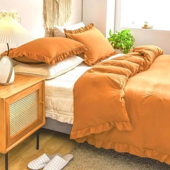 Makiteks Pamuk Kışlık 160 x 220 cm Düz Tek Kişilik Nevresim Takımı Turuncu