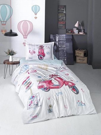 Clasy Ranforce Dört Mevsim 150 x 200 cm Modern Tek Kişilik Nevresim Takımı Pembe