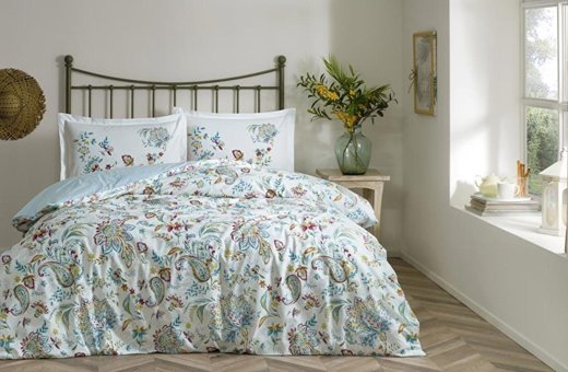 Özdilek Ranforce Kışlık 160 x 220 cm Şal Desen Tek Kişilik Nevresim Takımı Mavi