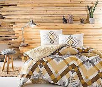Taç Ranforce Dört Mevsim 160 x 220 cm Lastikli Desenli Tek Kişilik Nevresim Takımı Sarı