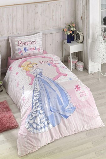 Clasy Ranforce Kışlık 160 x 220 cm Çizgi Kahraman Tek Kişilik Nevresim Takımı Pembe