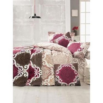 Clasy Ranforce Dört Mevsim 160 x 220 cm Battaniyeli Şal Desen Tek Kişilik Nevresim Takımı Kahverengi