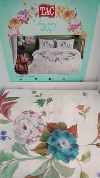 Taç Ranforce Kışlık 160 x 220 cm Çiçekli Tek Kişilik Nevresim Takımı Mavi