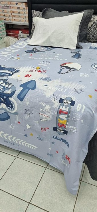 Clasy Pamuk Dört Mevsim 160 x 220 cm Genç Tek Kişilik Nevresim Takımı Mavi