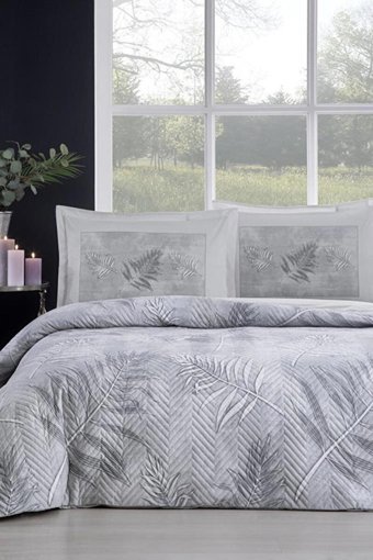 Özdilek Ranforce Kışlık 180 x 230 cm Yaprak Tek Kişilik Nevresim Takımı Gri