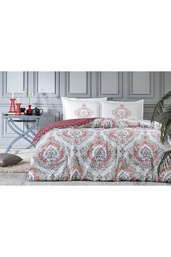 Özdilek Pamuk Dört Mevsim 160 x 220 cm Şal Desen Tek Kişilik Nevresim Takımı Bordo Krem