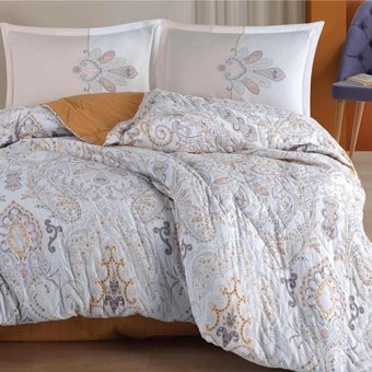 Clasy Pamuk Ranforce Dört Mevsim 180 x 230 cm Desenli Tek Kişilik Nevresim Takımı Hardal