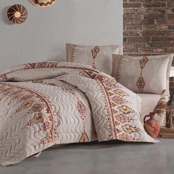 Clasy Pamuk Dört Mevsim 180 x 230 cm Modern Tek Kişilik Nevresim Takımı Bej