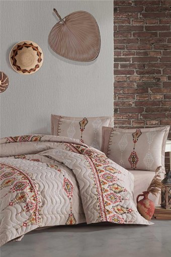 Clasy Pamuk Dört Mevsim 180 x 230 cm Modern Tek Kişilik Nevresim Takımı Bej
