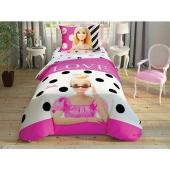 Taç Pamuk Dört Mevsim 160 x 220 cm Lastikli Çizgi Kahraman Tek Kişilik Nevresim Takımı Pembe