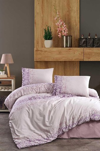 Elart Ranforce Dört Mevsim 160 x 220 cm Lastikli Modern Tek Kişilik Nevresim Takımı Mürdüm