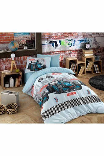 Mira Home Pamuk Polyester Dört Mevsim 160 x 200 cm Çizgi Kahraman Tek Kişilik Nevresim Takımı Mavi