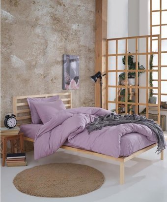 Nevresim Dünyası Pamuk Dört Mevsim 160 x 220 cm Modern Tek Kişilik Nevresim Takımı Lila