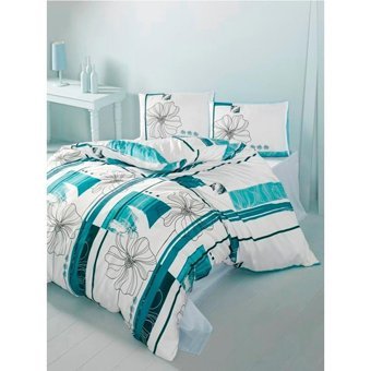 Komfort Home Ranforce Kışlık 160 x 220 cm Çiçekli Tek Kişilik Nevresim Takımı Beyaz Mavi