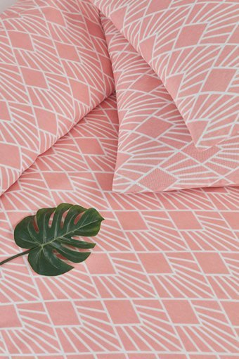 Mislina Home Pamuk Polyester Dört Mevsim 160 x 200 cm Şal Desen Tek Kişilik Nevresim Takımı Beyaz Somon