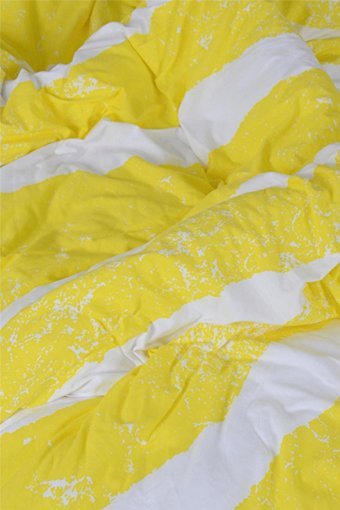 Noblanc Pamuk Dört Mevsim 150 x 200 cm Şeritli Tek Kişilik Nevresim Takımı Beyaz Sarı