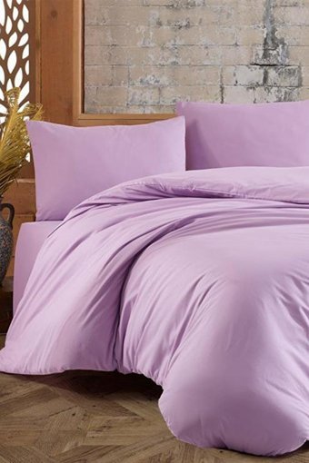 Çeyiz Diyarı Almond Ranforce Dört Mevsim 160 x 220 cm Düz Tek Kişilik Nevresim Takımı Lila