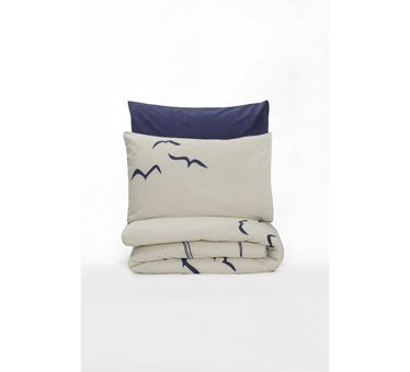 Cotton Box Pamuk Dört Mevsim 160 x 220 cm Kuş Tek Kişilik Nevresim Takımı Lacivert
