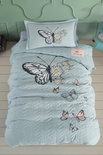 Clasy Ranforce Dört Mevsim 160 x 220 cm Hayvan Tek Kişilik Nevresim Takımı Mint