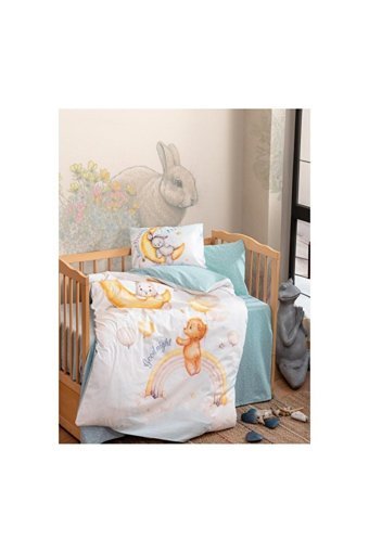 Cotton Box Pamuk Dört Mevsim 100 x 150 cm Hayvan Tek Kişilik Nevresim Takımı Turkuaz