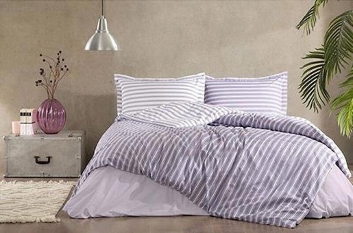 Özdilek Ranforce Kışlık 160 x 220 cm Çizgili Tek Kişilik Nevresim Takımı Gri
