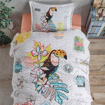 Clasy Ranforce Dört Mevsim 160 x 220 cm Hayvan Tek Kişilik Nevresim Takımı Somon