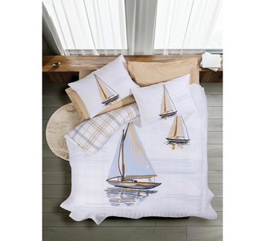 Cotton Box Pamuk Kışlık 180 x 230 cm Yelkenli Tek Kişilik Nevresim Takımı Bej