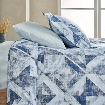 Marie Claire Pamuk Ranforce Dört Mevsim 160 x 220 cm Geometrik Tek Kişilik Nevresim Takımı Mavi