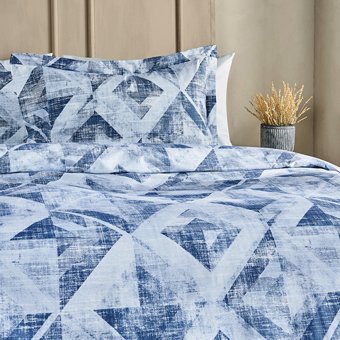 Marie Claire Pamuk Ranforce Dört Mevsim 160 x 220 cm Geometrik Tek Kişilik Nevresim Takımı Mavi