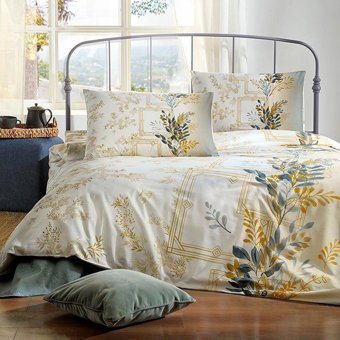 Özdilek Pamuk Polyester Kışlık 160 x 220 cm Yaprak Tek Kişilik Nevresim Takımı Sarı