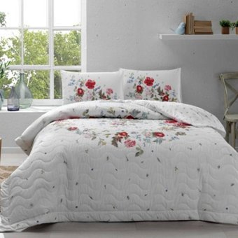 Taç Pamuk Dört Mevsim 180 x 230 cm Çiçekli Tek Kişilik Nevresim Takımı Kırmızı